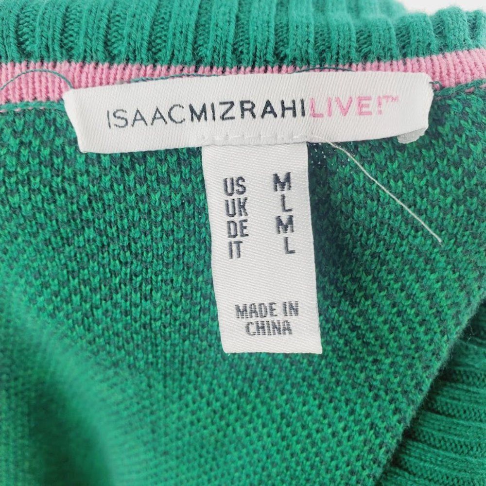 Isaac Mizrahi Women's Green Plaid Long Sleeve Open Front Cardigan Sweater Size M - Picture 7 of 8